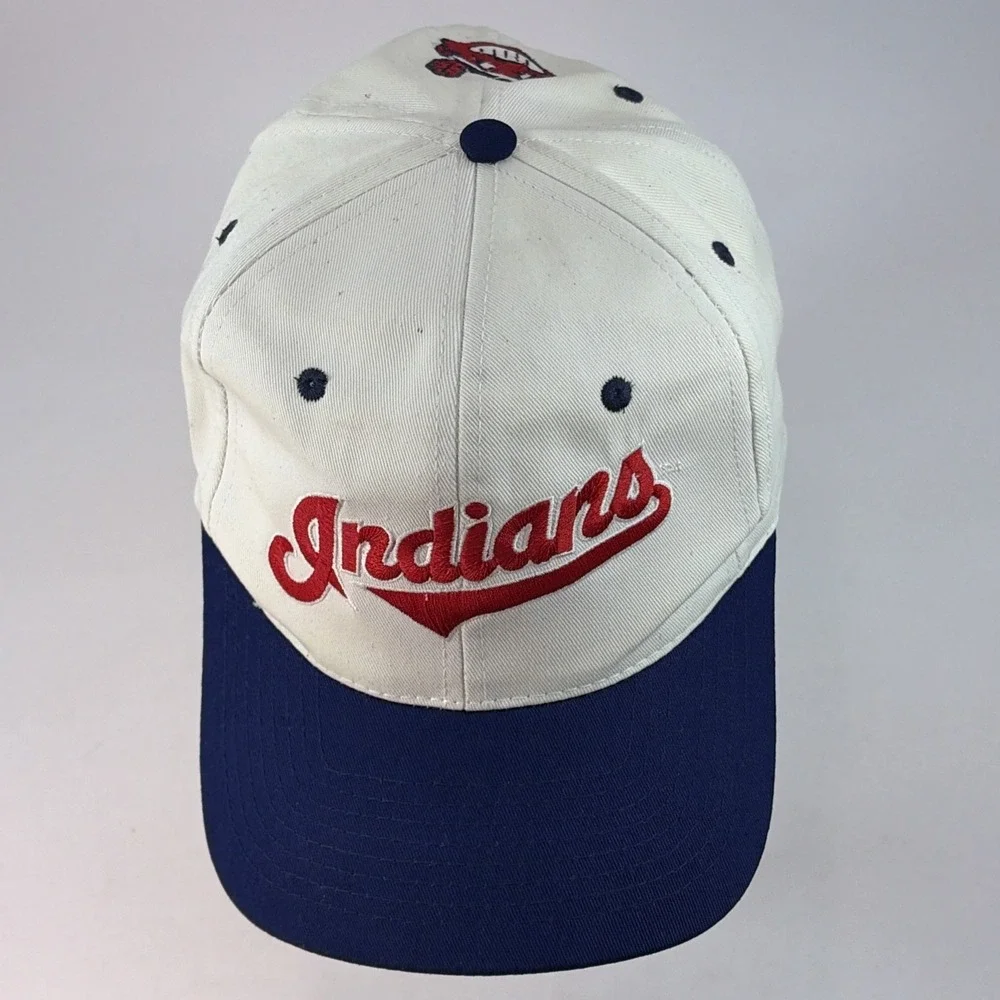 Vintage Cleveland Indians Hat Cap Snap Back Chief Wahoo Drew Pearson Twill 90's